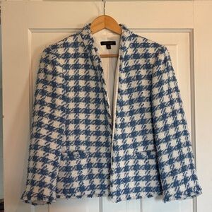 Ann Taylor Blue and White Checkered Blazer